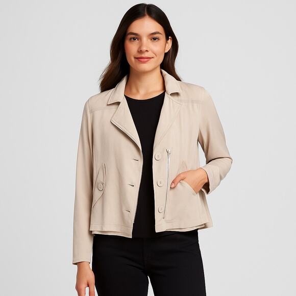 Daughters of the Liberation Beige Button-Front Jacket Blouse | Size M - Picture 1 of 6